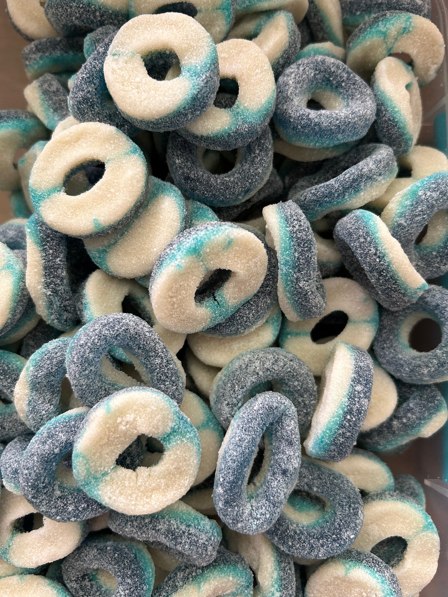 Blue Raspberry Lolly Rings – Sweeten Me Up Candy